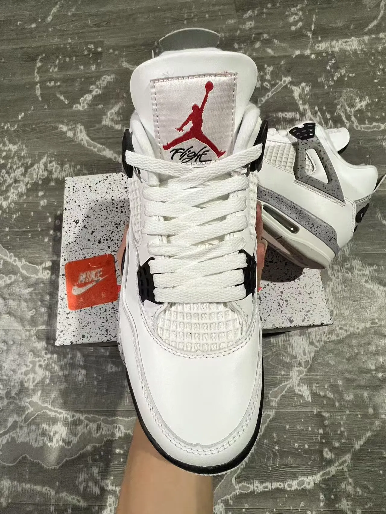 Zapatillas de baloncesto Air Jordan 4 blanco gris moteado negro 3