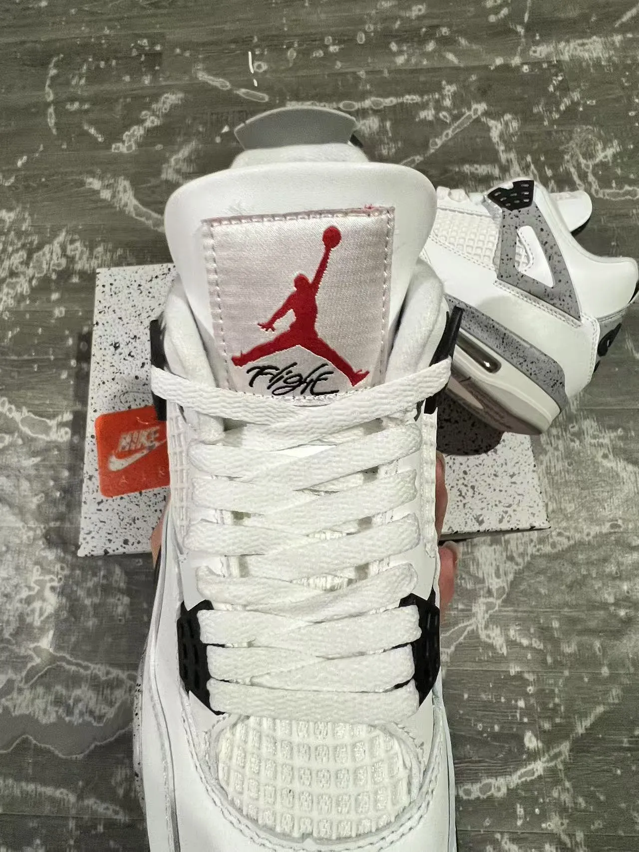 Zapatillas de baloncesto Air Jordan 4 blanco gris moteado negro 4