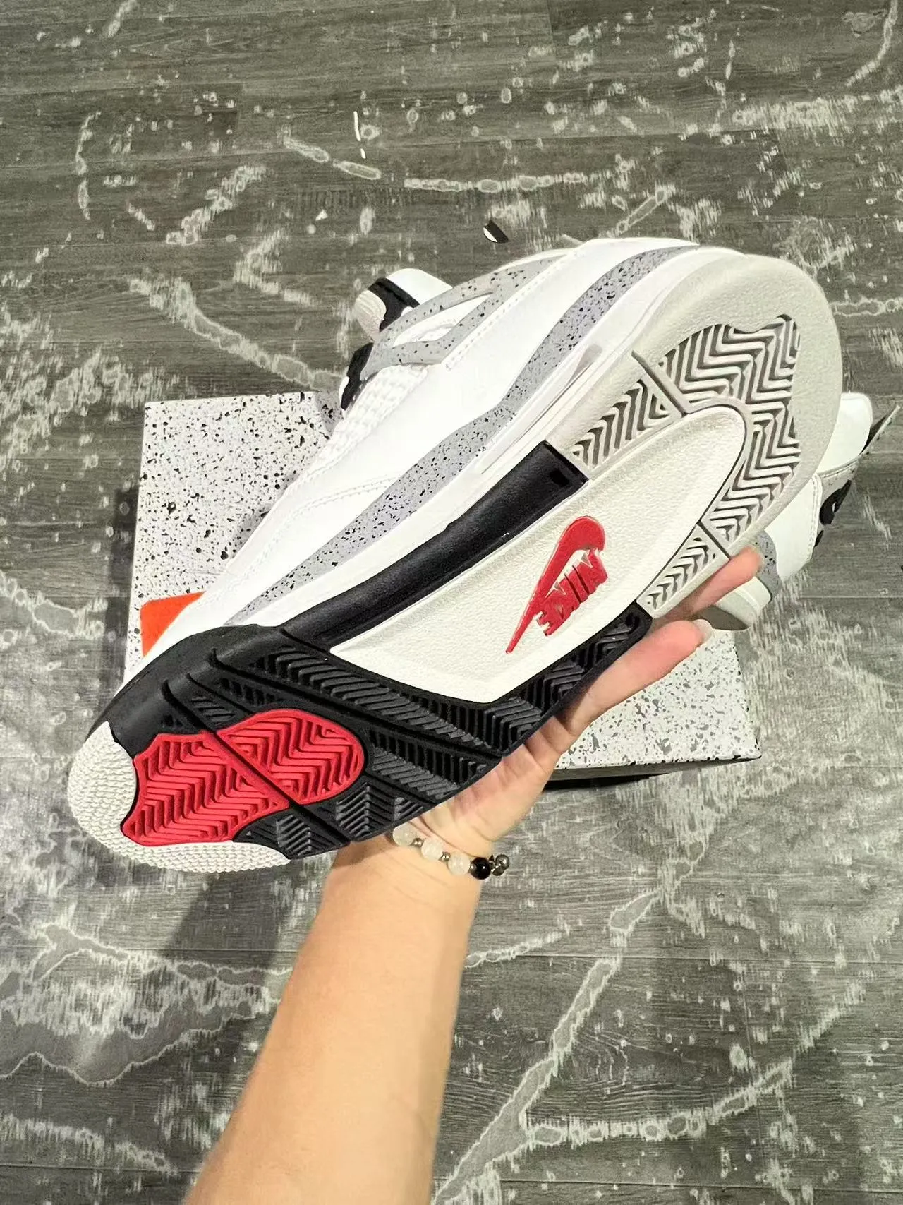 Zapatillas de baloncesto Air Jordan 4 blanco gris moteado negro 6