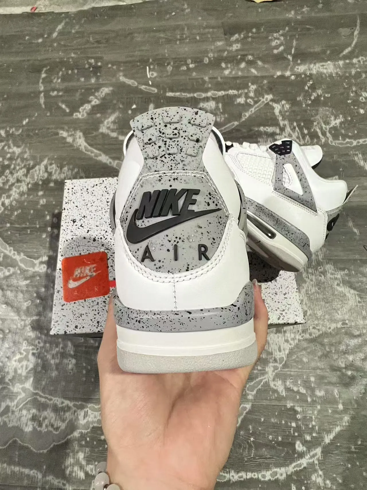 Zapatillas de baloncesto Air Jordan 4 blanco gris moteado negro 8