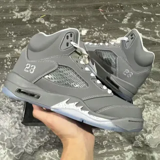 Air Jordan 5 Gray and White Basketball Shoes