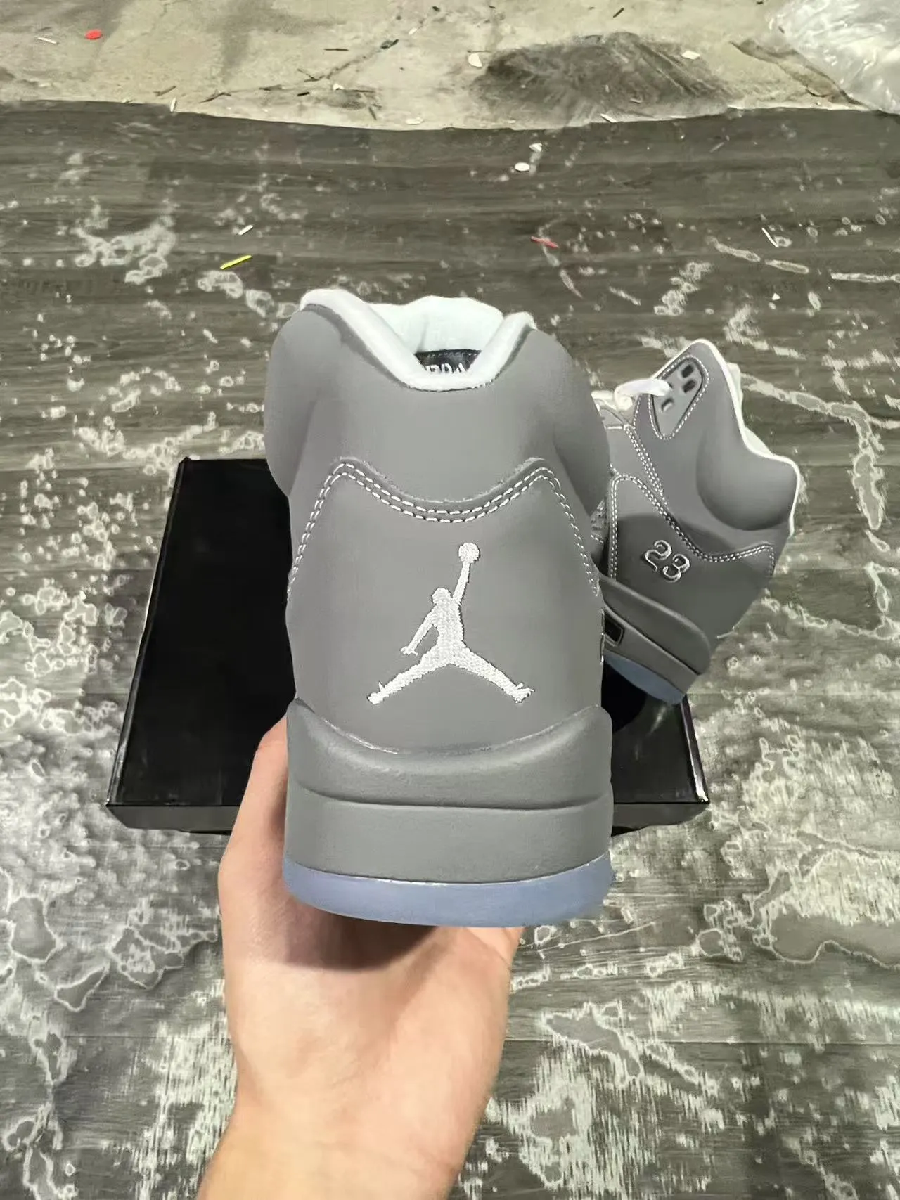 Air Jordan 5 Gray and White Basketball Shoes 8