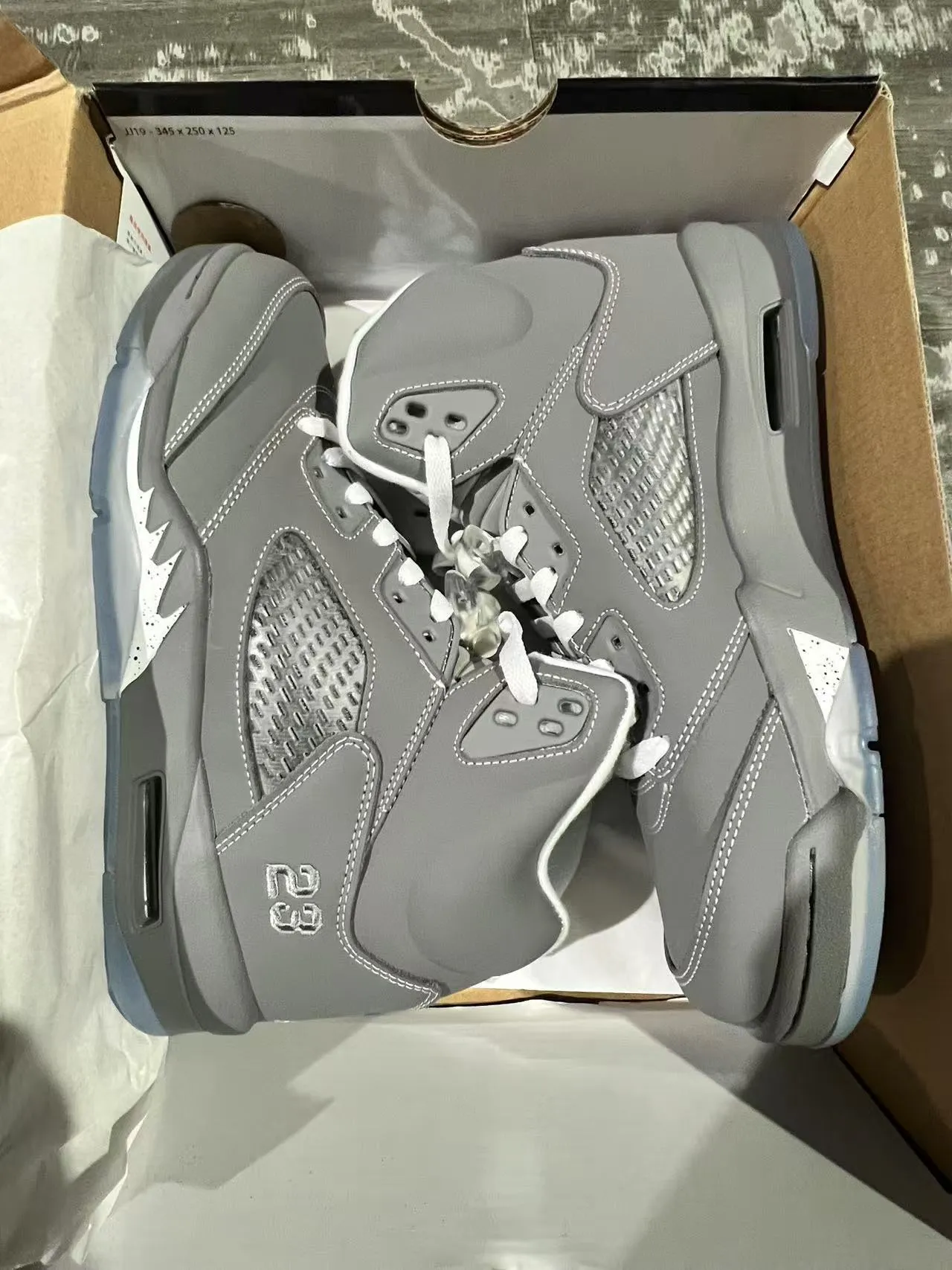 Air Jordan 5 Gray and White Basketball Shoes 9