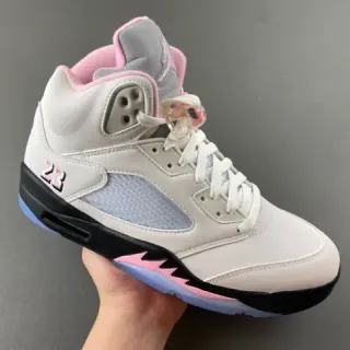 Air Jordan 5 Off-White Pink and Blue Basketball Shoes