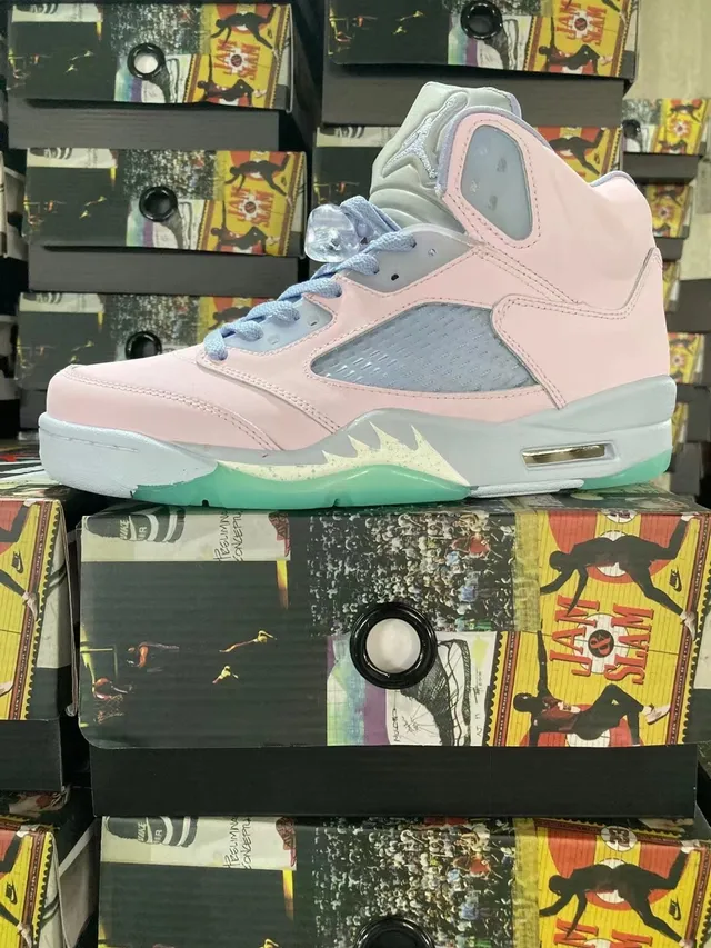 Chaussures de basketball Air Jordan 5 rose pâle et argenté 2