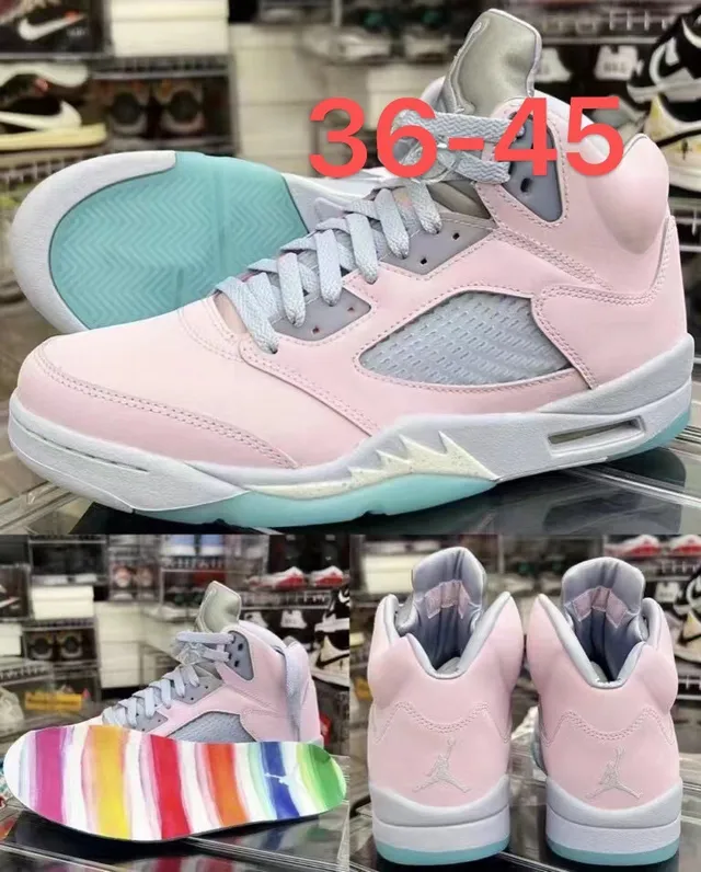 Chaussures de basketball Air Jordan 5 rose pâle et argenté 4