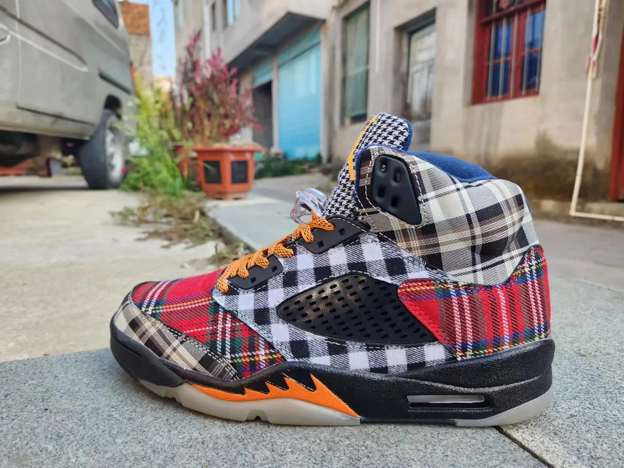 Air Jordan 5 Plaid Textile High-Top Basketball Shoes 5