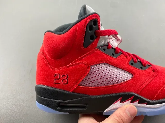 Air Jordan 5 Vermelho Preto Azul Claro Tênis de Basquete 3