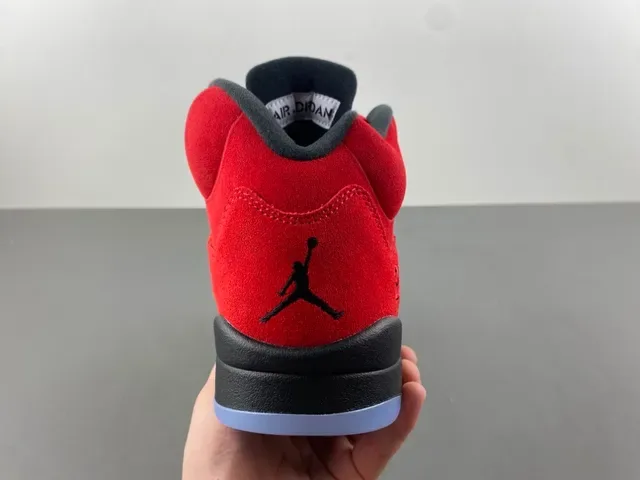 Air Jordan 5 Vermelho Preto Azul Claro Tênis de Basquete 4
