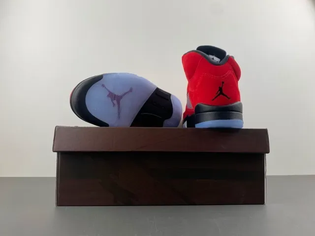 Air Jordan 5 Vermelho Preto Azul Claro Tênis de Basquete 16