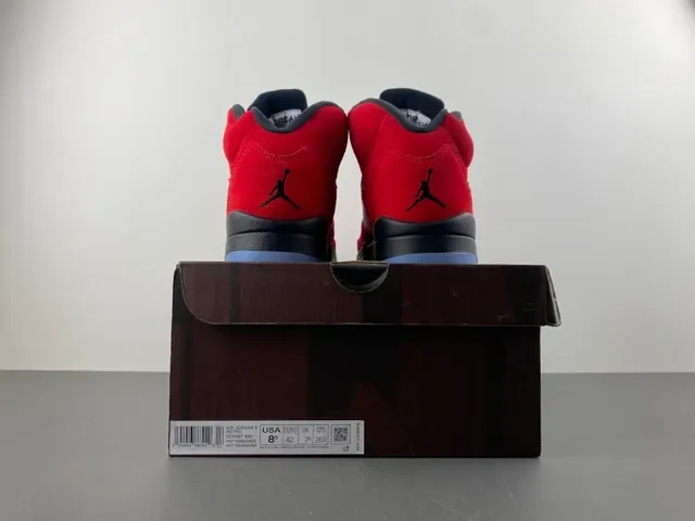 Air Jordan 5 Vermelho Preto Azul Claro Tênis de Basquete 17
