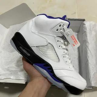 Air Jordan 5 White Black Royal Blue Basketball Shoes