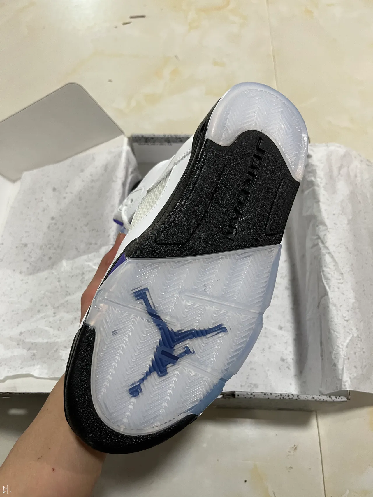 Air Jordan 5 White Black Royal Blue Basketball Shoes 5