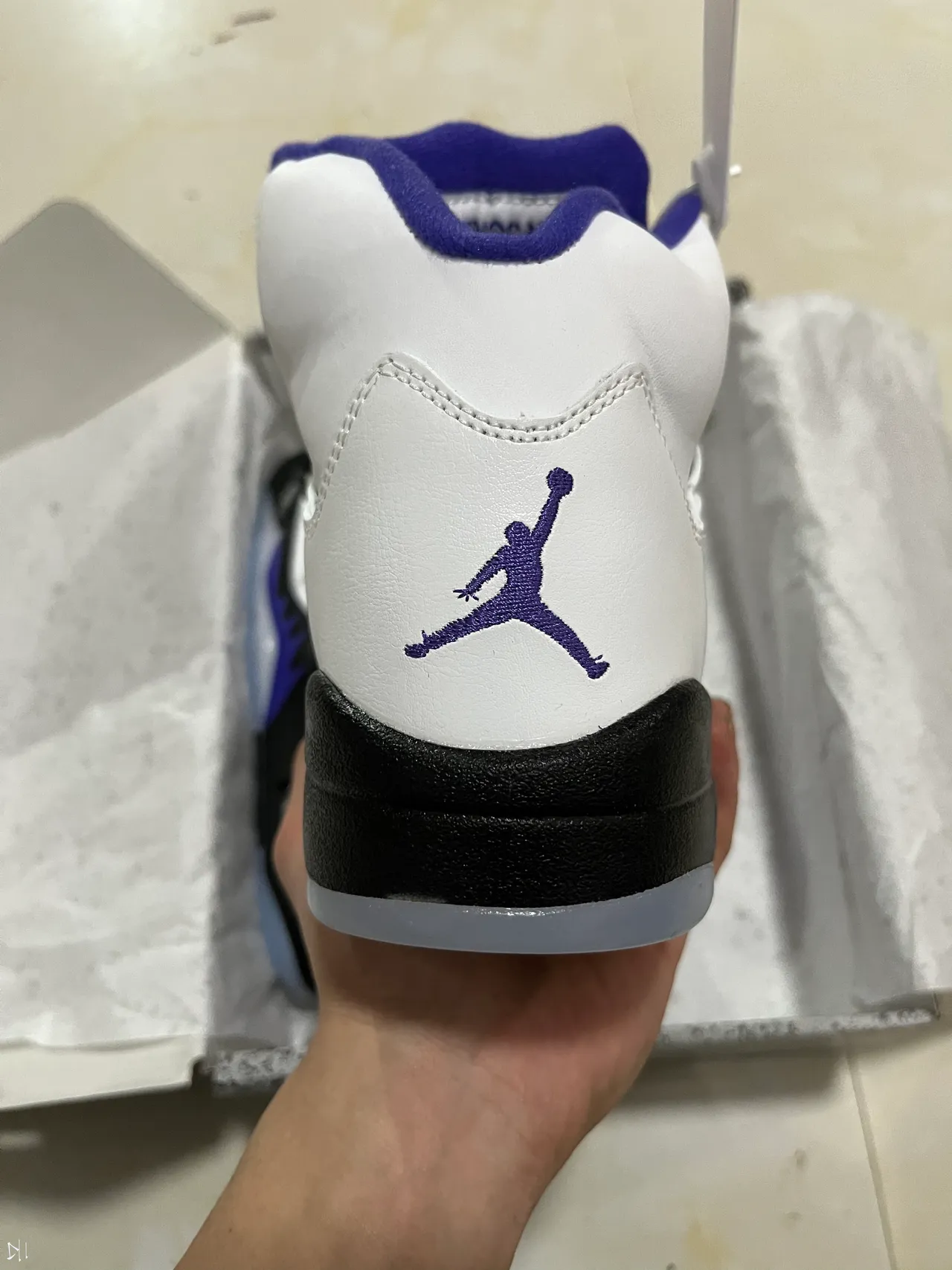 Air Jordan 5 White Black Royal Blue Basketball Shoes 6