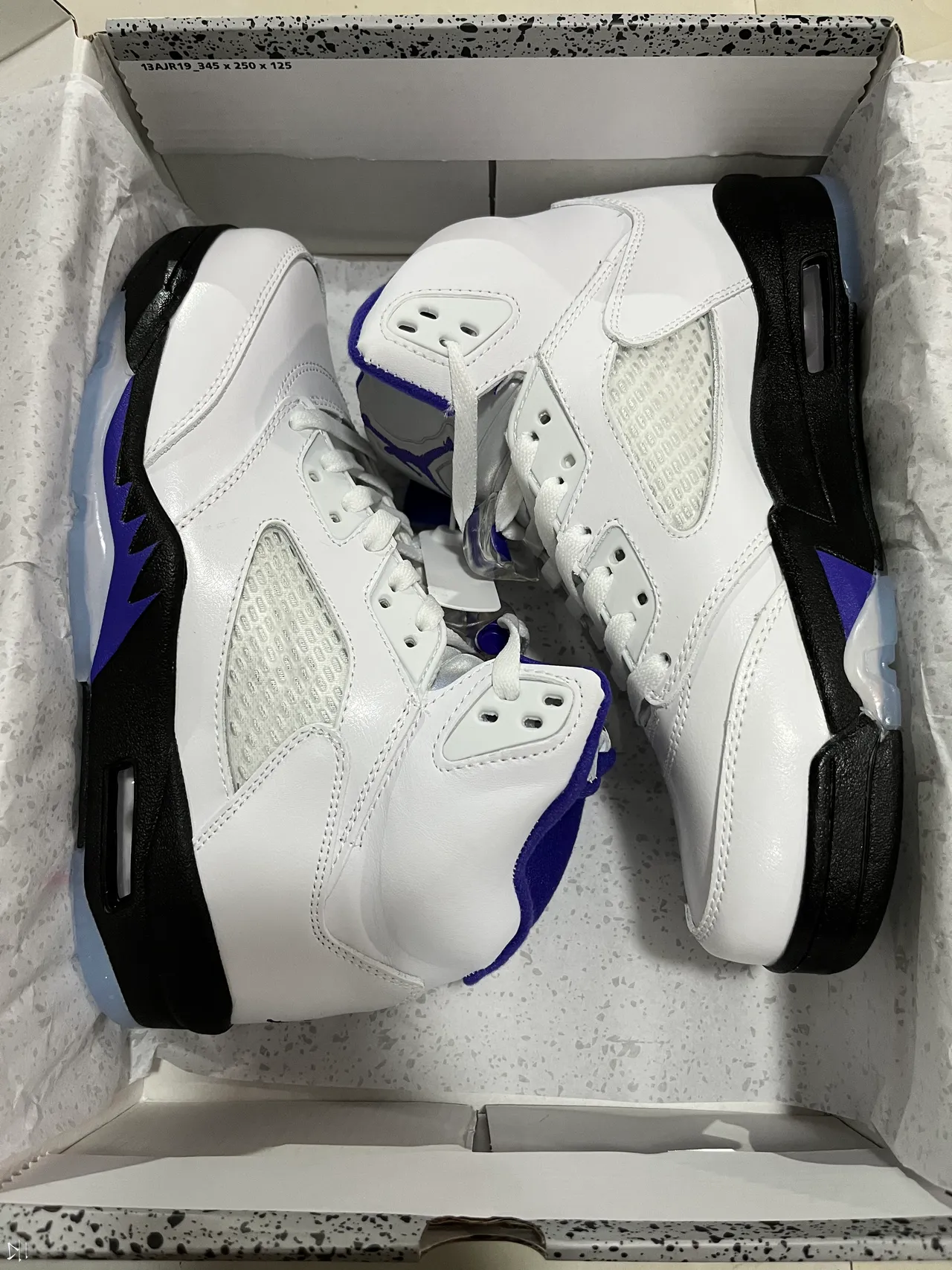 Air Jordan 5 White Black Royal Blue Basketball Shoes 7