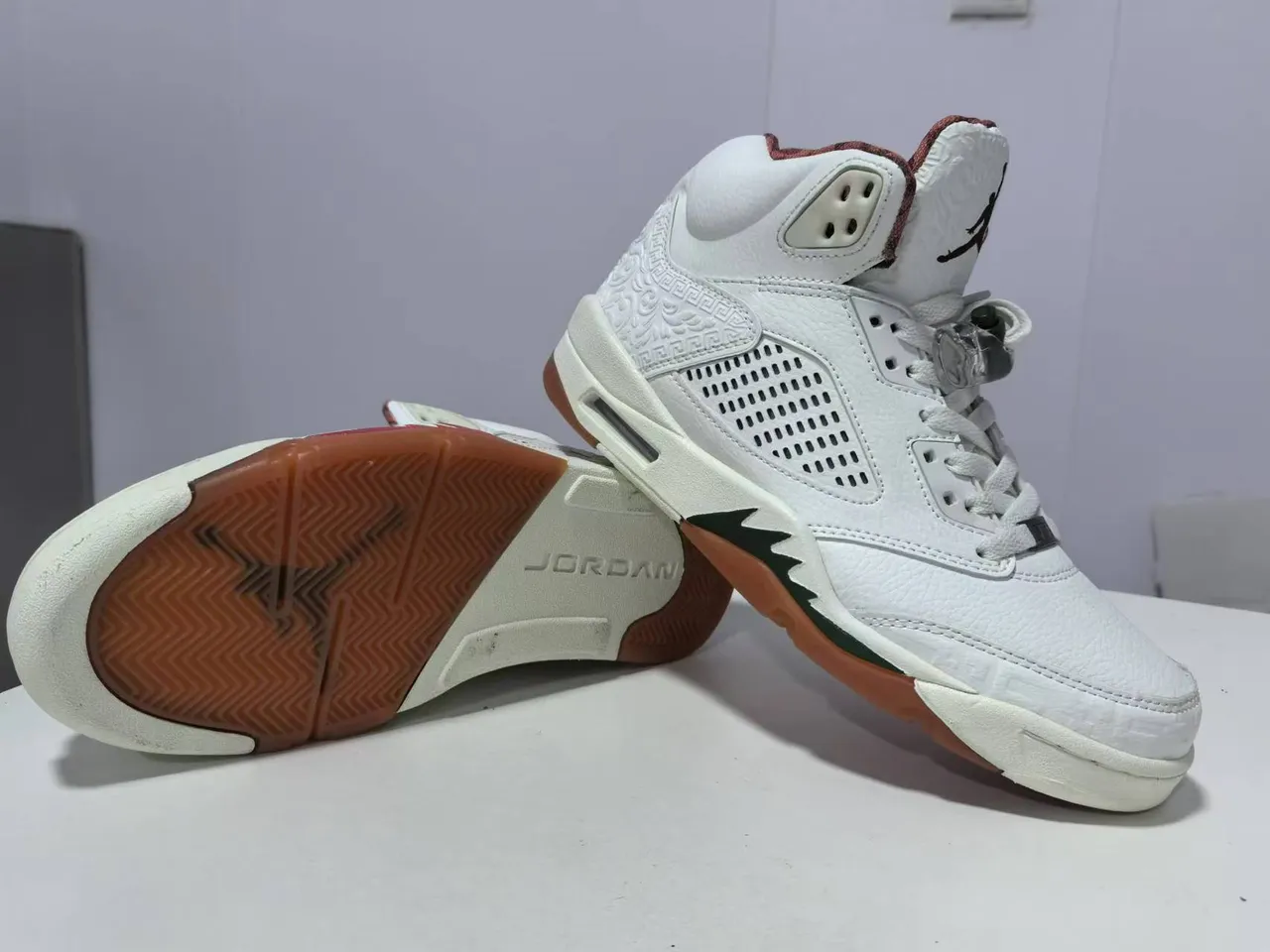 Air Jordan 5 White Gum Green Basketball Shoes 3