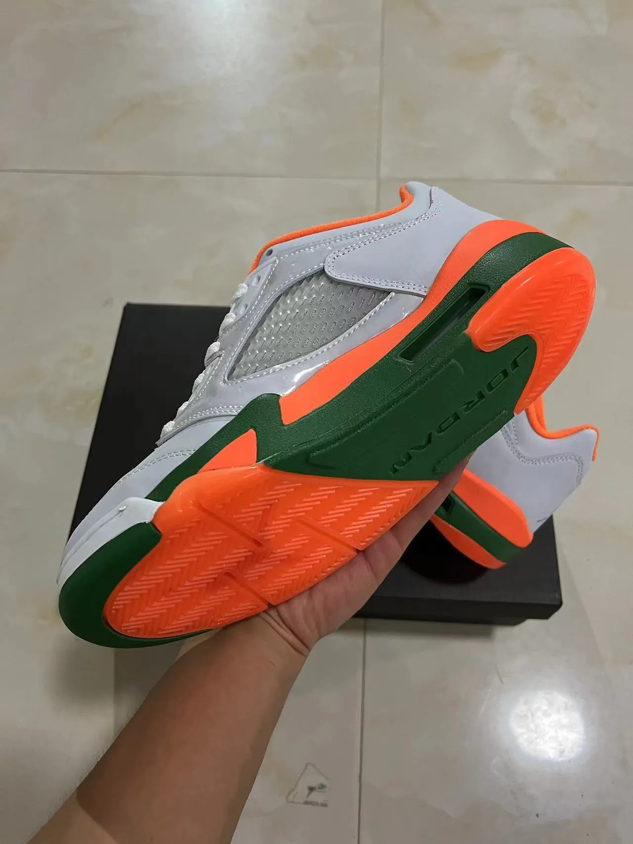 Air Jordan 5 White Orange Green Basketball Shoes 6