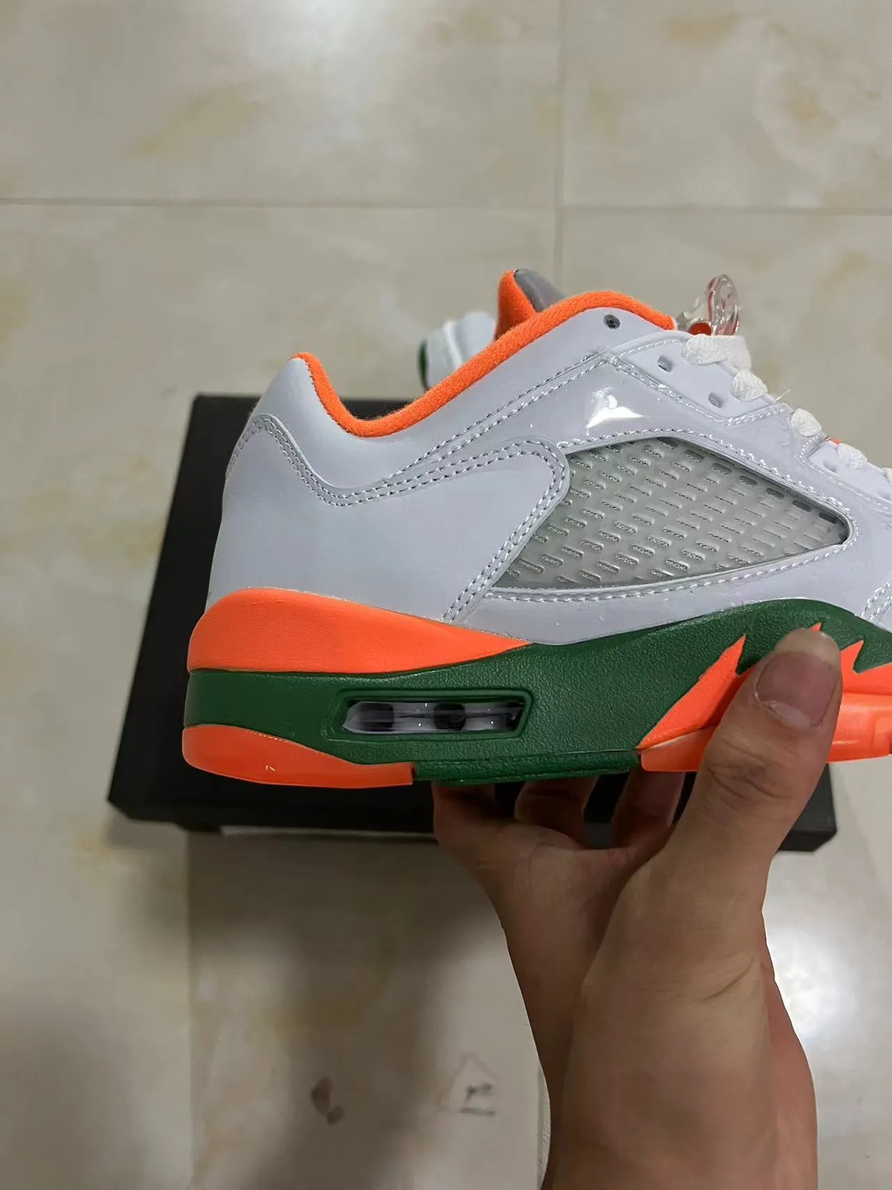 Air Jordan 5 White Orange Green Basketball Shoes 7