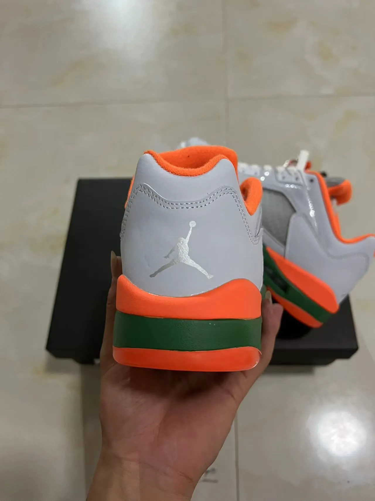 Air Jordan 5 White Orange Green Basketball Shoes 8