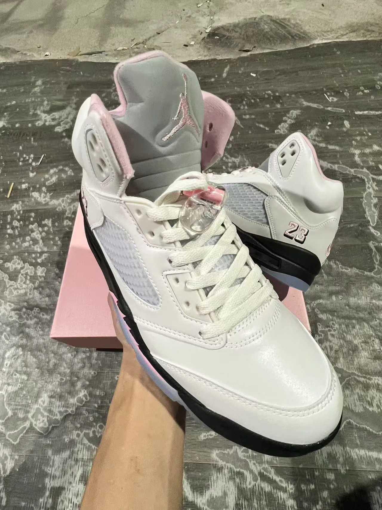 Air Jordan 5 White Pink Black Basketball Shoes 2