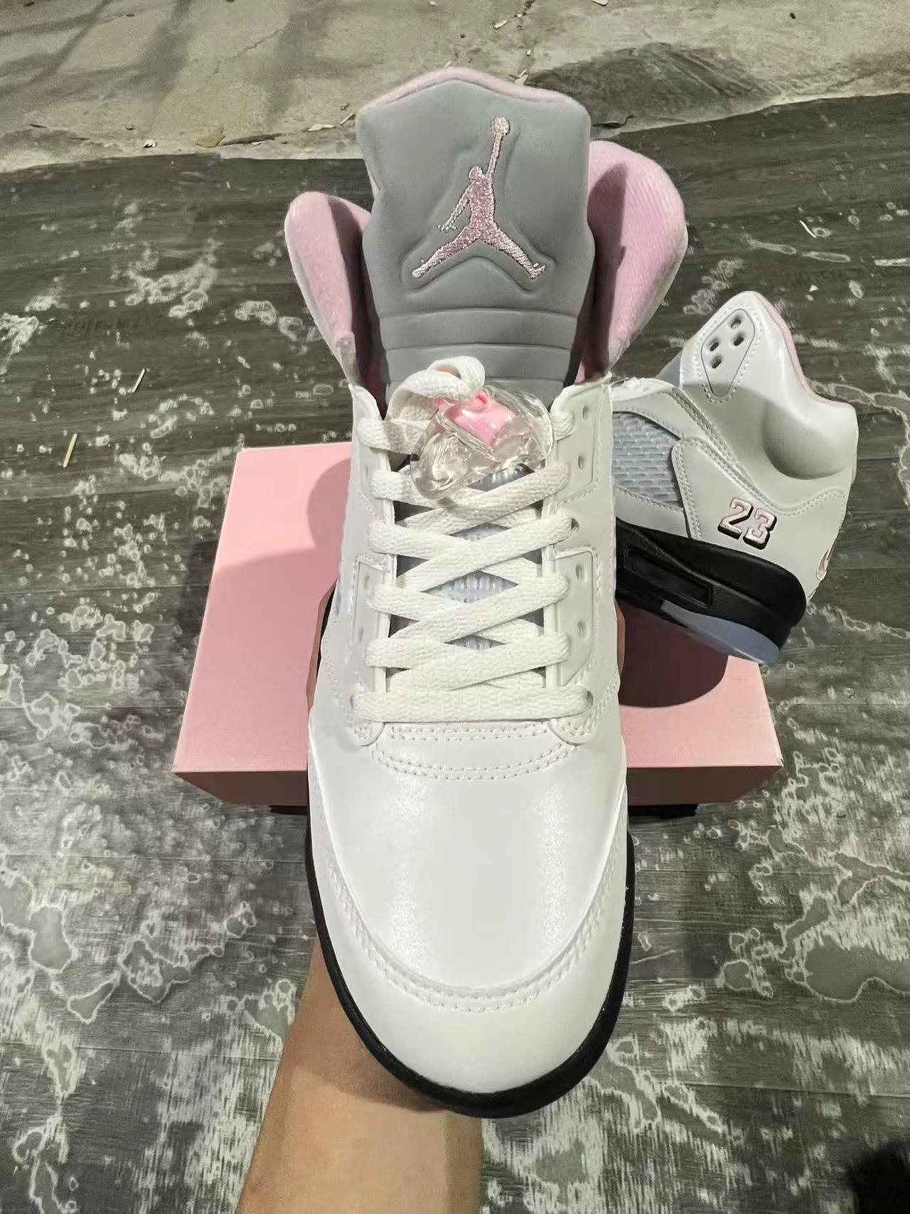 Air Jordan 5 White Pink Black Basketball Shoes 3