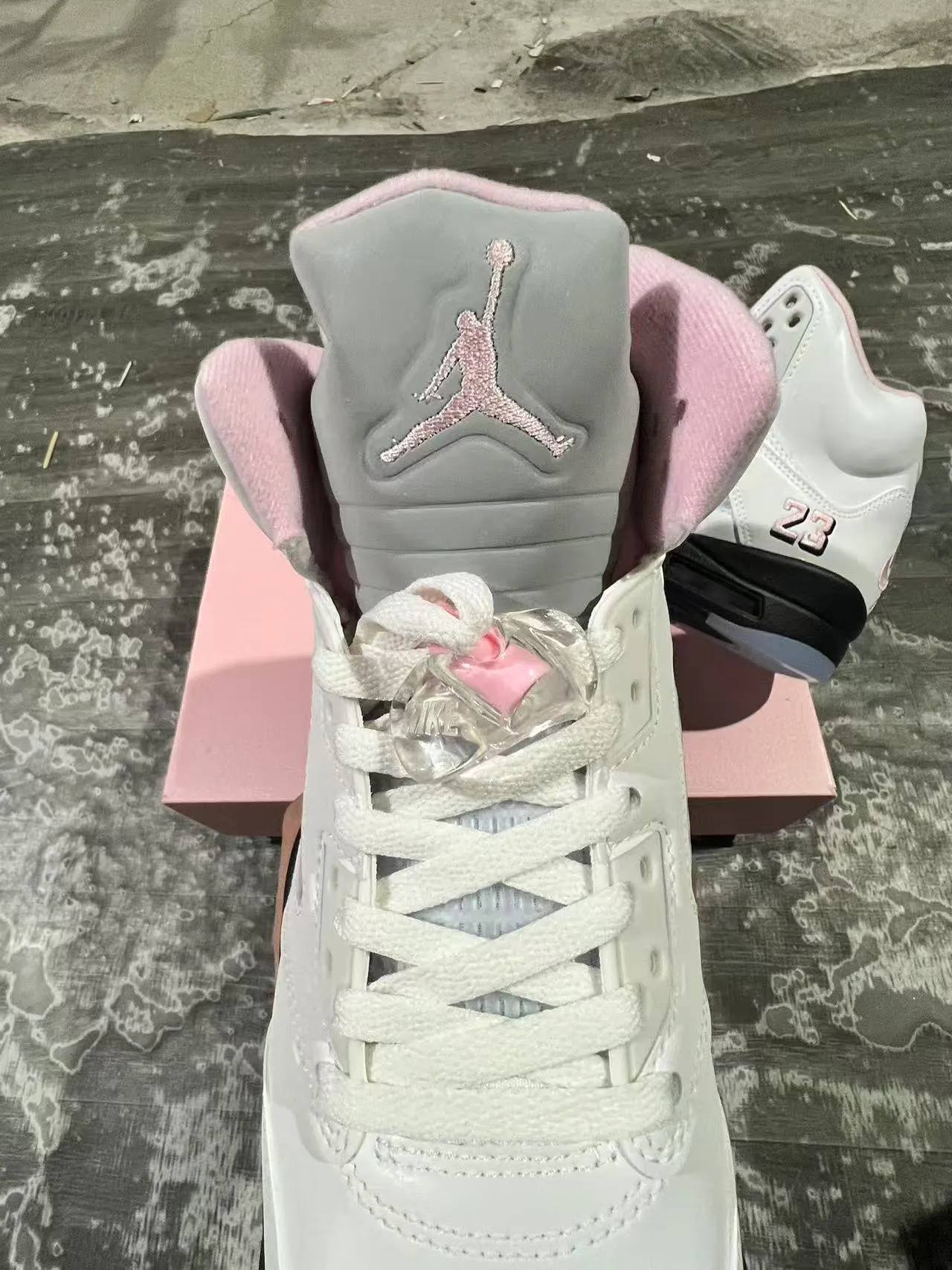 Air Jordan 5 White Pink Black Basketball Shoes 4