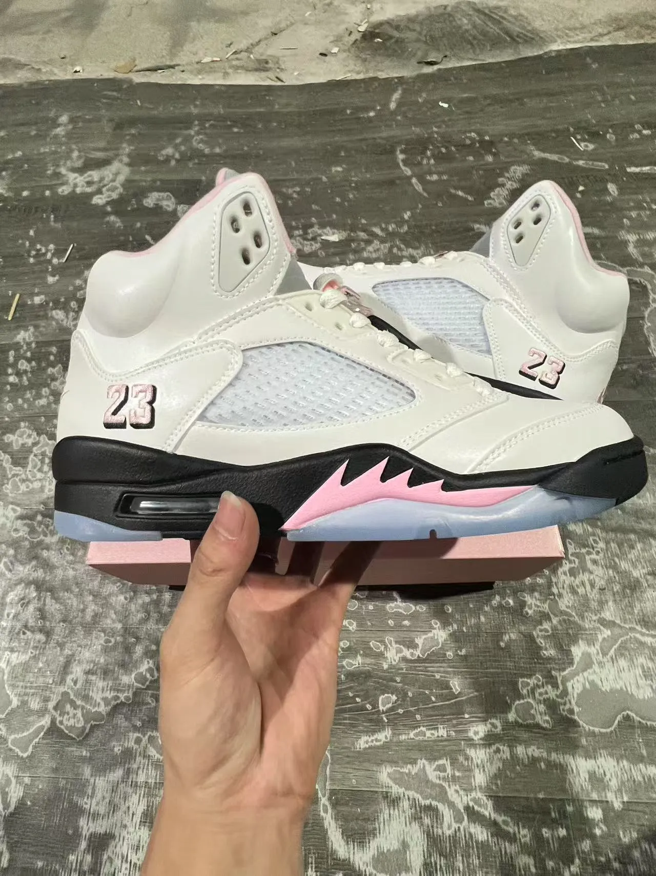 Air Jordan 5 White Pink Black Basketball Shoes 7