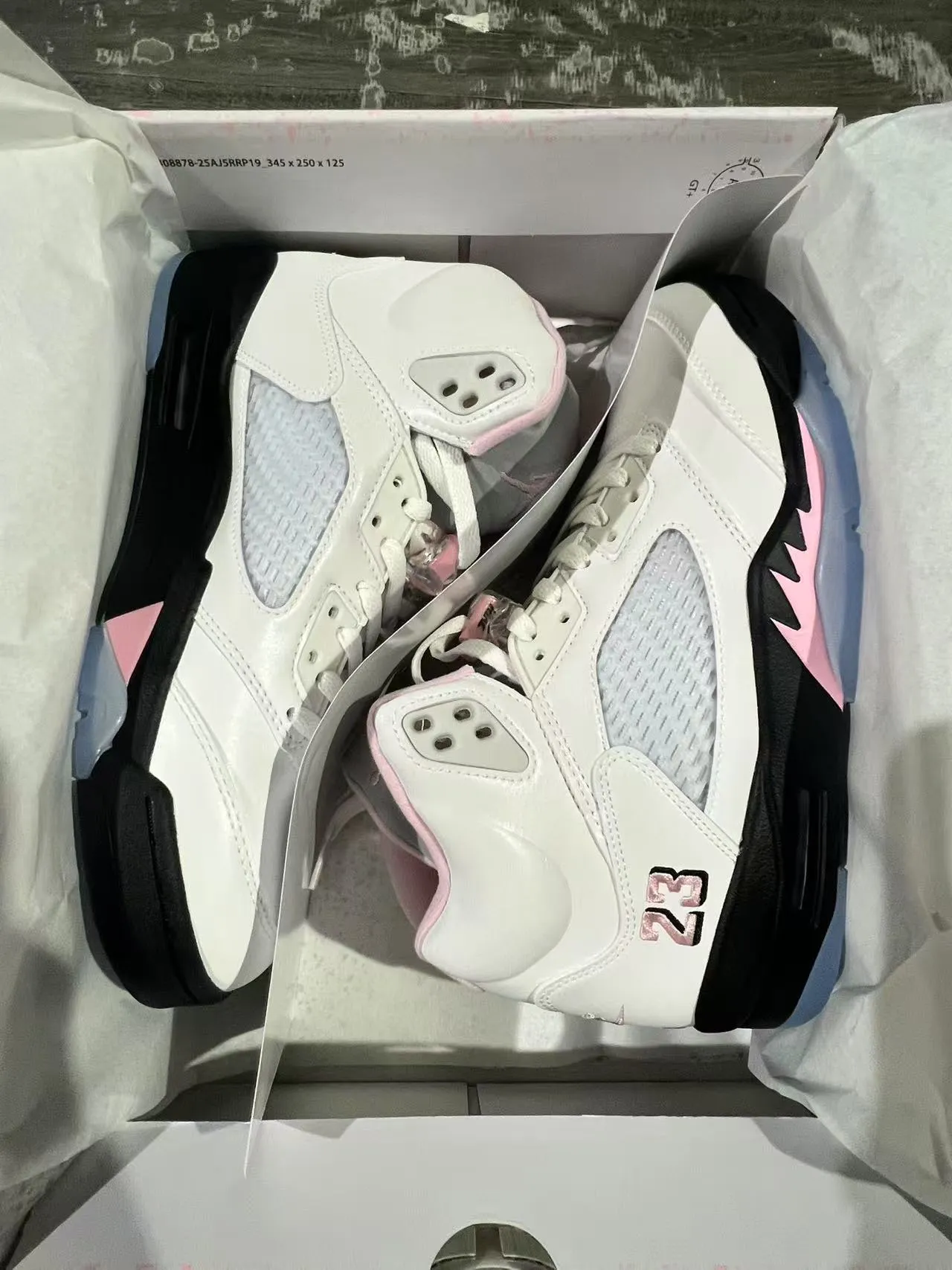 Air Jordan 5 White Pink Black Basketball Shoes 9