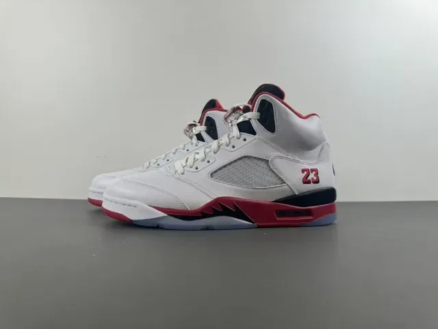 Air Jordan 5 White Red Black Chaussures de basketball 10