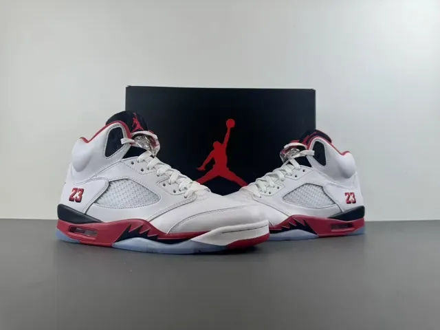 Air Jordan 5 White Red Black Chaussures de basketball 13