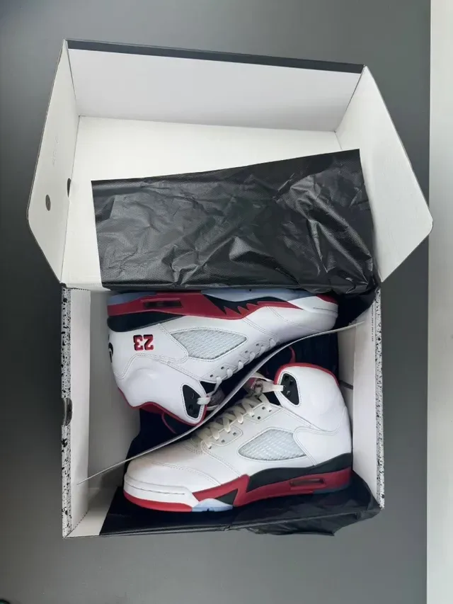Air Jordan 5 White Red Black Chaussures de basketball 14