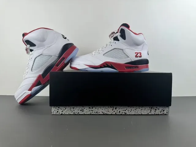 Air Jordan 5 White Red Black Chaussures de basketball 15