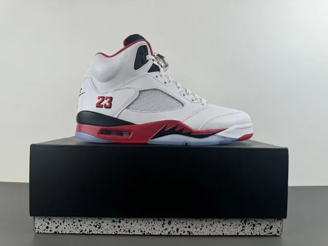 Air Jordan 5 White Red Black Chaussures de basketball 16