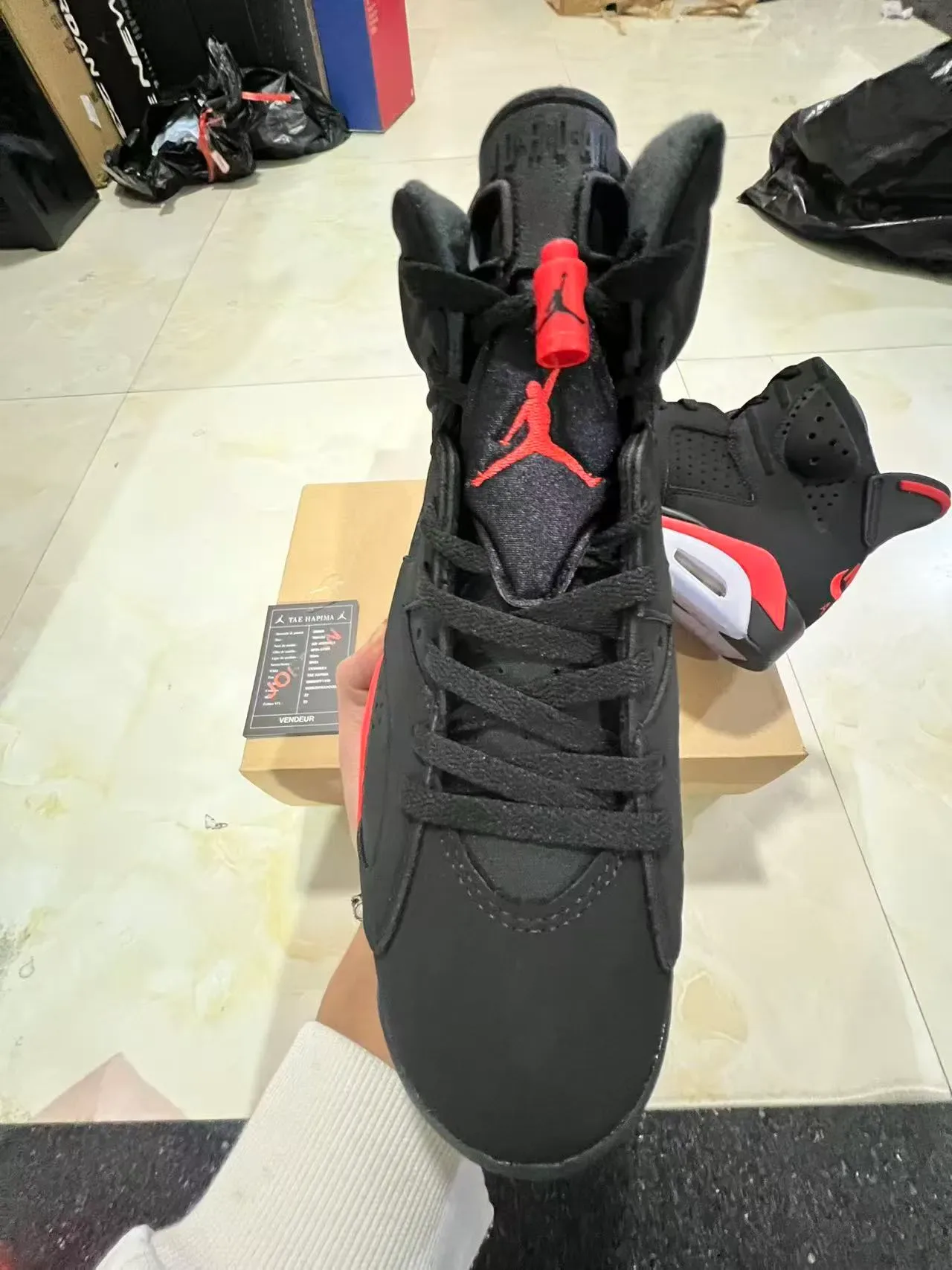 Air Jordan 6 Black Red White Basketball Shoes 3
