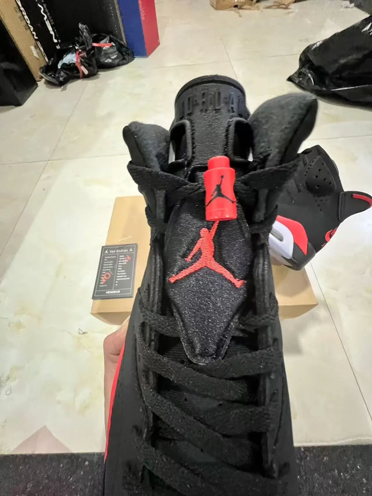 Air Jordan 6 Black Red White Basketball Shoes 4