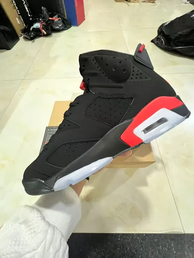 Air Jordan 6 Black Red White Basketball Shoes 5