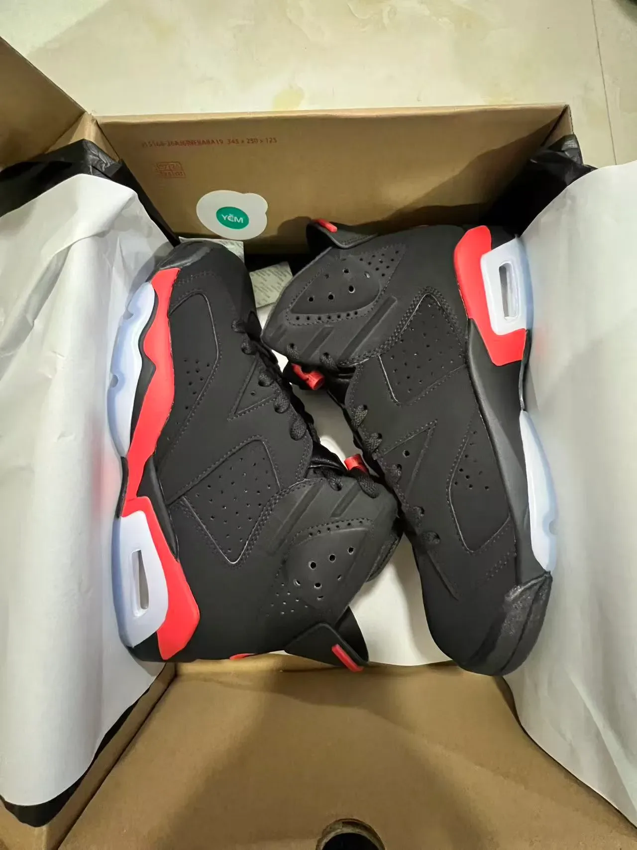 Air Jordan 6 Black Red White Basketball Shoes 9