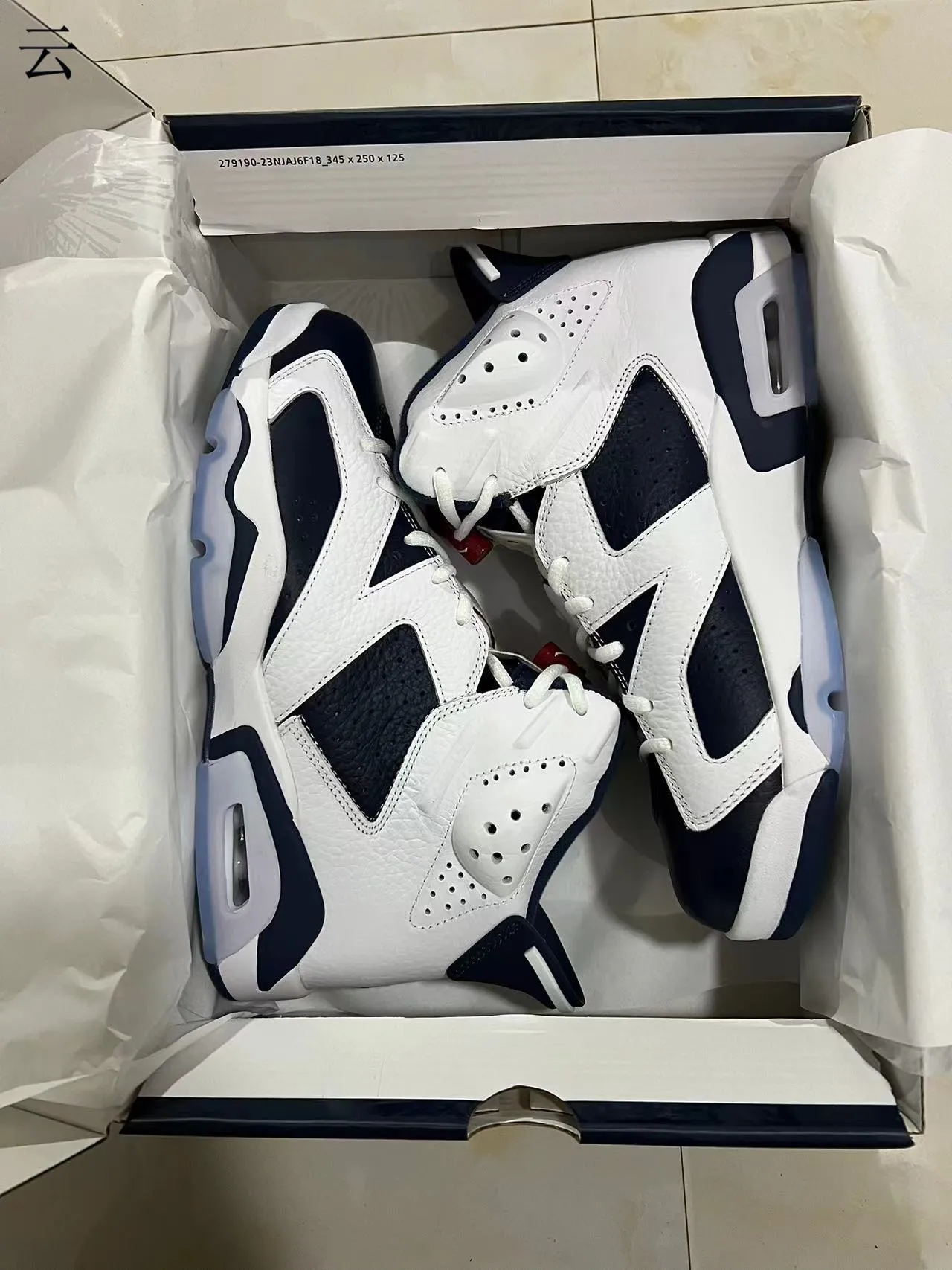Air Jordan 6 White Navy Basketball Shoes 9