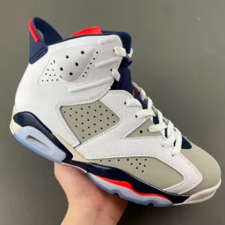 Air Jordan 6 White Navy Red Basketball Shoes