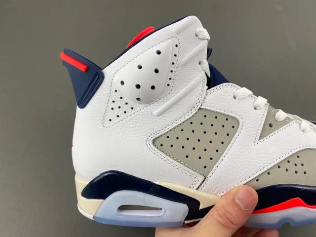 Air Jordan 6 White Navy Red Basketball Shoes 3
