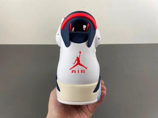 Air Jordan 6 White Navy Red Basketball Shoes 4