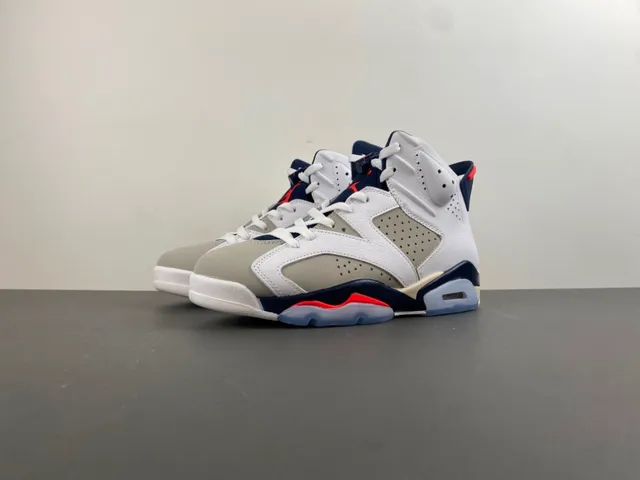 Air Jordan 6 White Navy Red Basketball Shoes 10