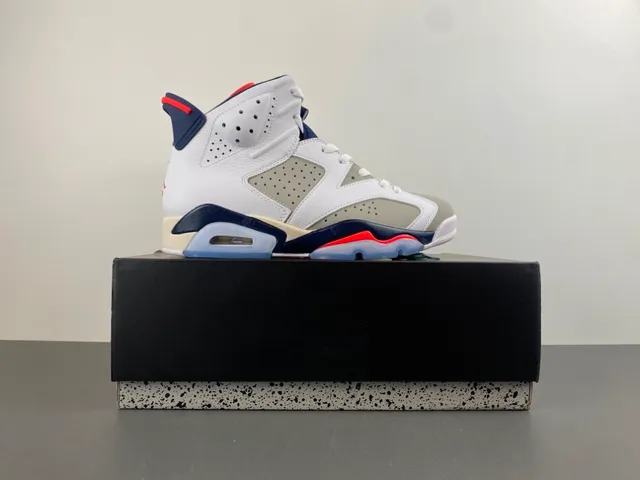 Air Jordan 6 White Navy Red Basketball Shoes 15