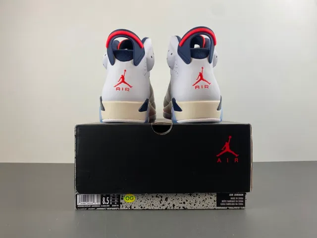 Air Jordan 6 White Navy Red Basketball Shoes 17