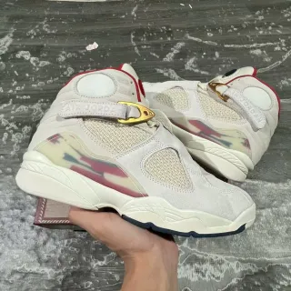 Air Jordan 8 Off-White Cream Red Iridescent Basketball Shoes