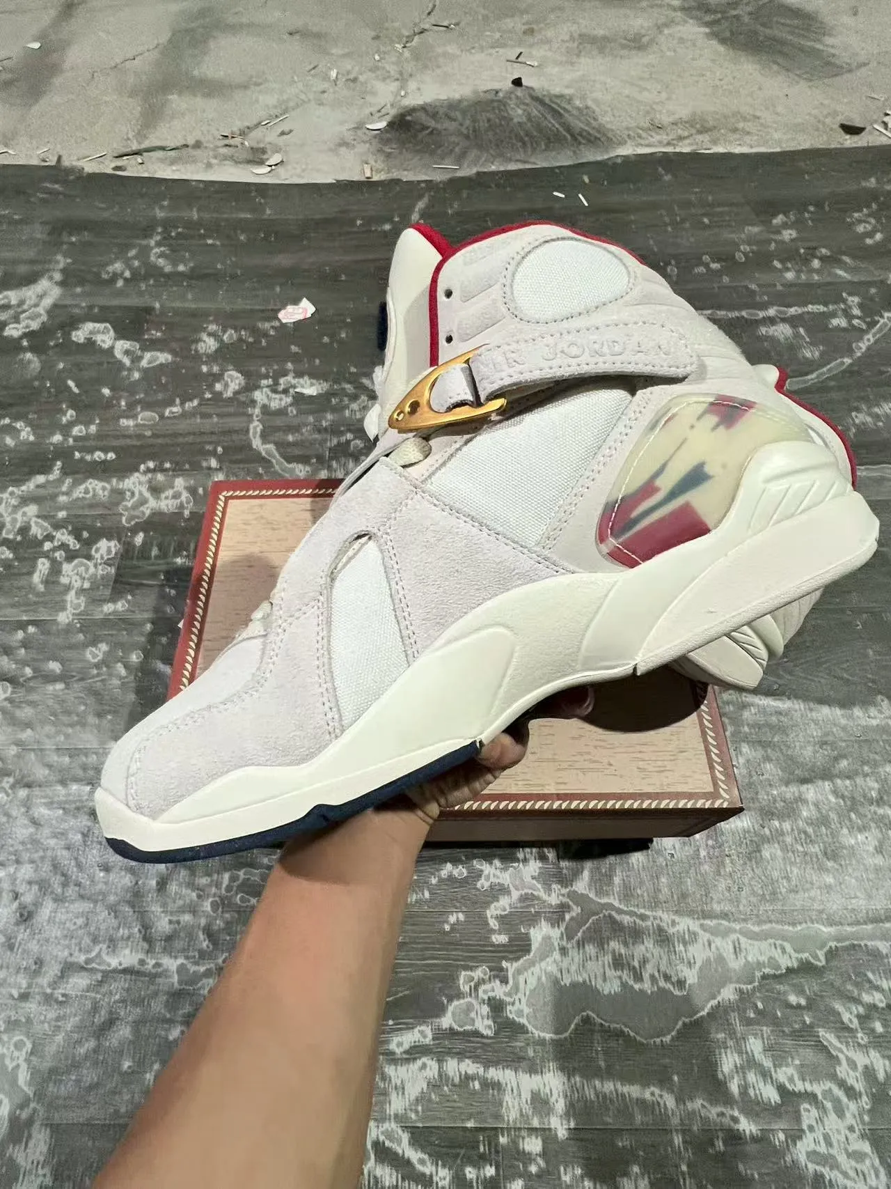 Air Jordan 8 Off-White Cream Red Iridescent Basketball Shoes 5
