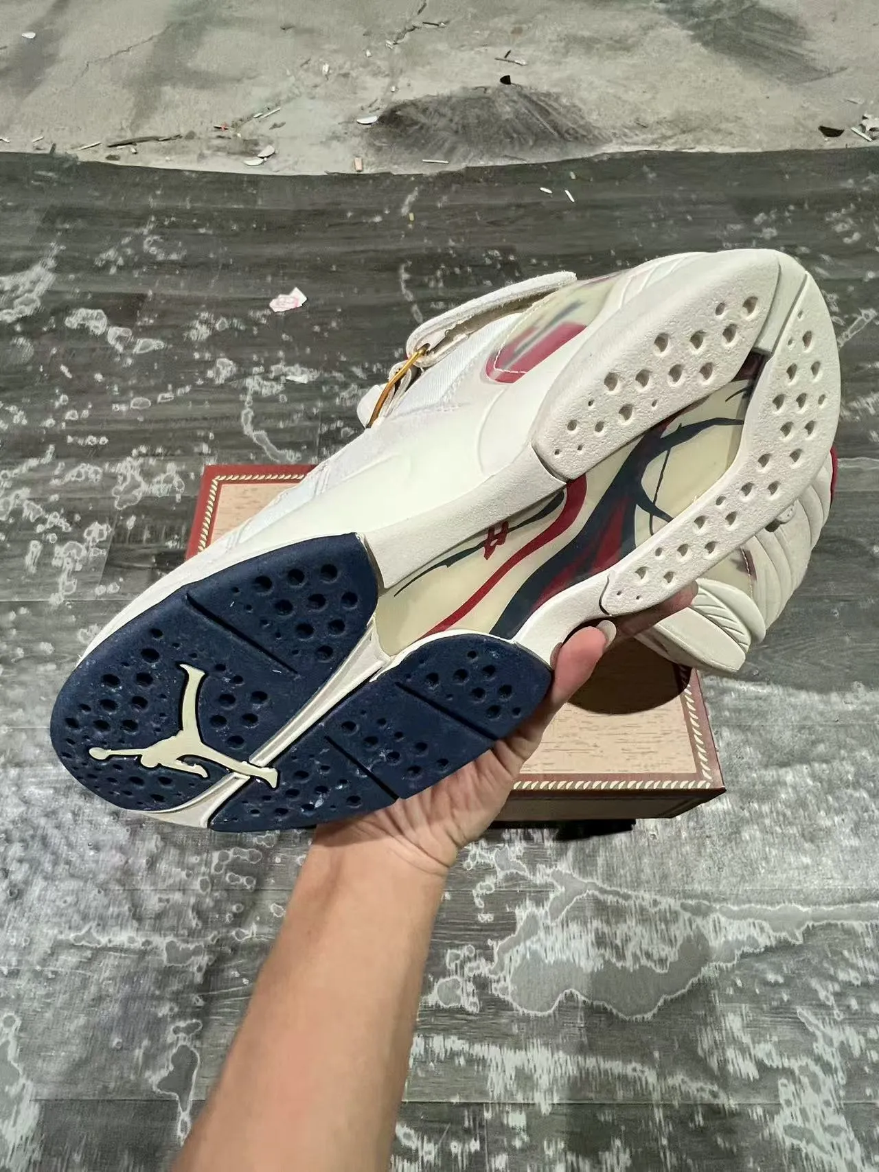 Air Jordan 8 Off-White Cream Red Iridescent Basketball Shoes 6