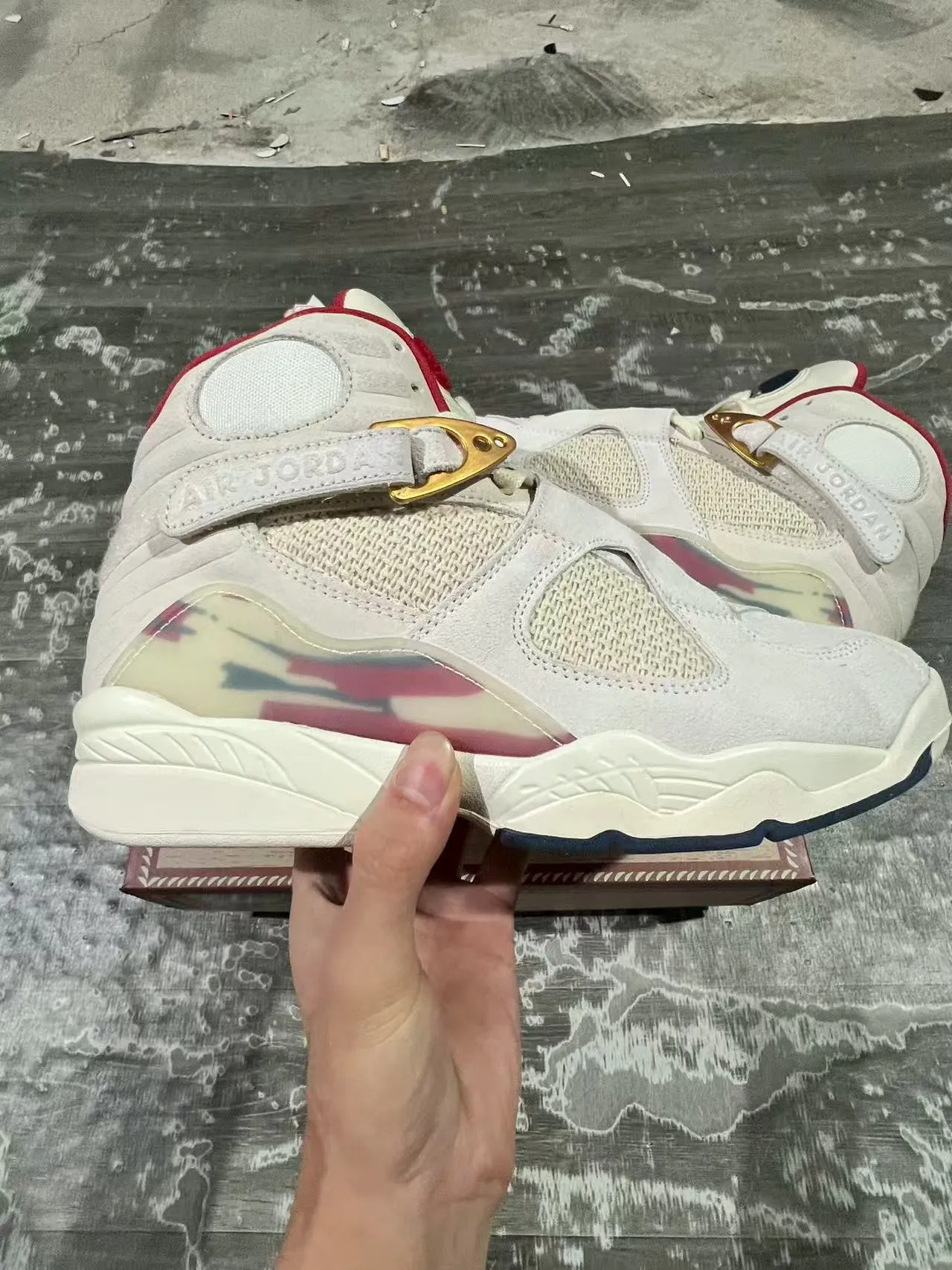 Air Jordan 8 Off-White Cream Red Iridescent Basketball Shoes 7