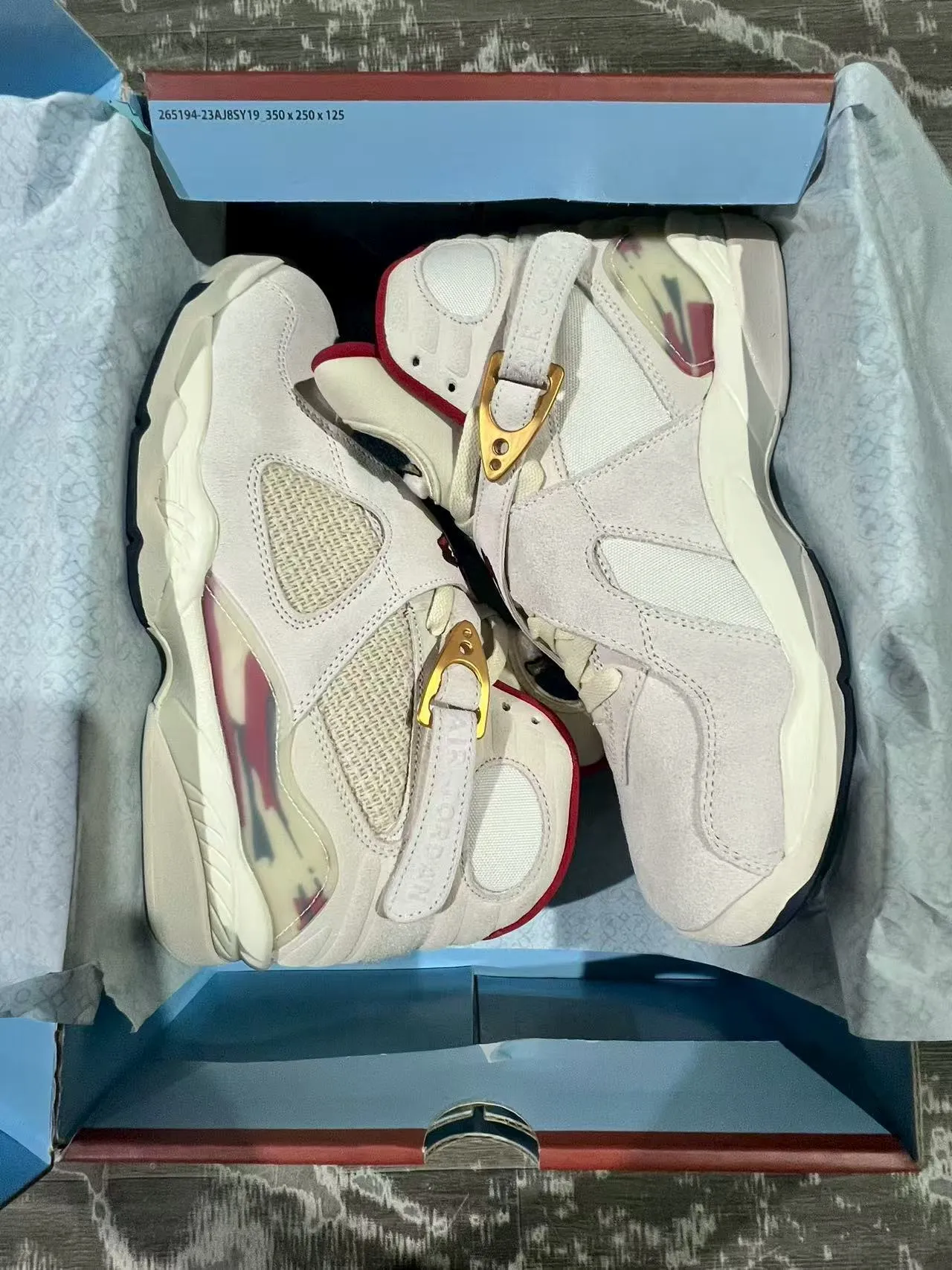 Air Jordan 8 Off-White Cream Red Iridescent Basketball Shoes 9