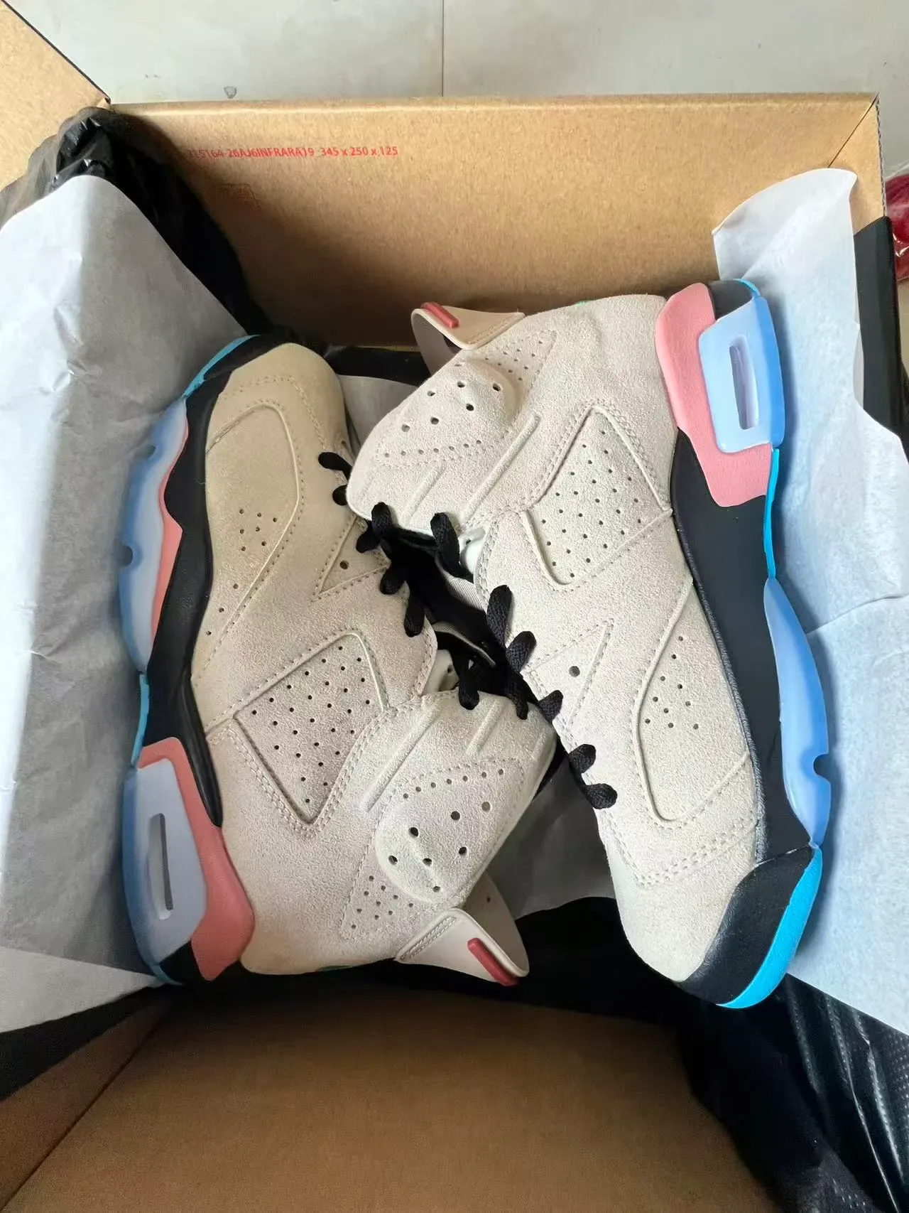 Air Jordan Bege Rosa Tênis de Basquete de Camurça e Couro de Topo Alto 9